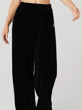 Alo Chenille High Waist Wide Leg Chalet Pant in Black